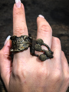 Brass Silver Ragwort Leave Ring