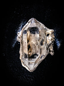 Oxdised Silver Herkimer Diamond Ring