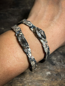 Oxdised Silver Herkimer Diamond Bracelet