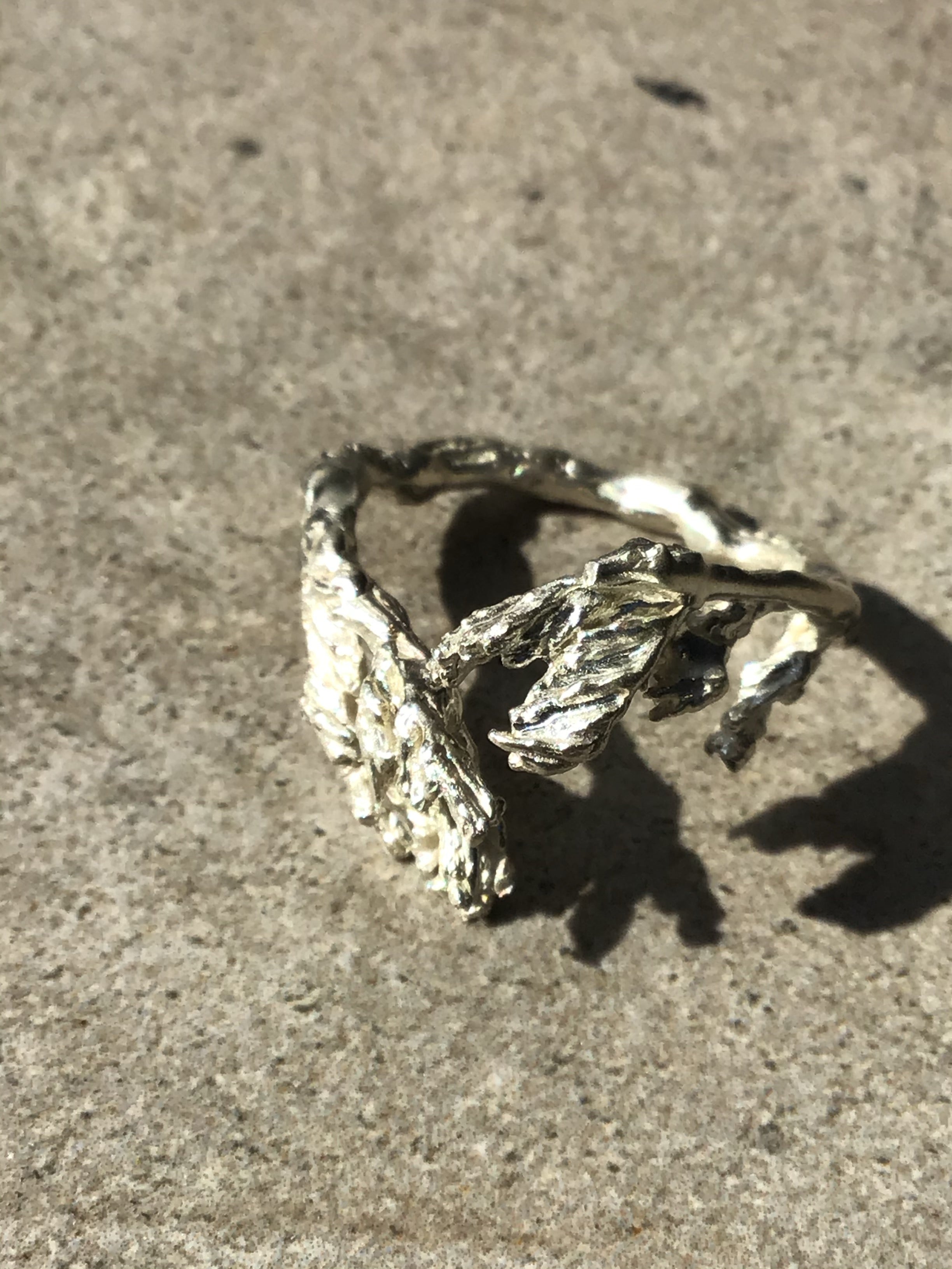 Silver Cedar Leave Ring